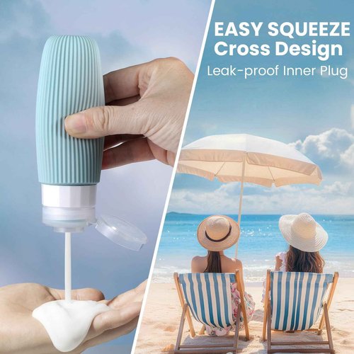 GLICPIX Travel Bottles for Toiletries TSA Approved 3oz Leak Proof Travel Size Toiletries, Travel Essentials with Toiletry Bag for Cosmetic Shampoo Conditioner Lotion