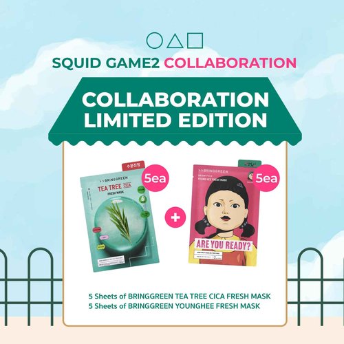 BRING GREEN X NETFLIX SQUID GAME Edition Fresh Facial Mask 10ea (TEA TREE CICA 5ea + YOUNGHEE 5ea)