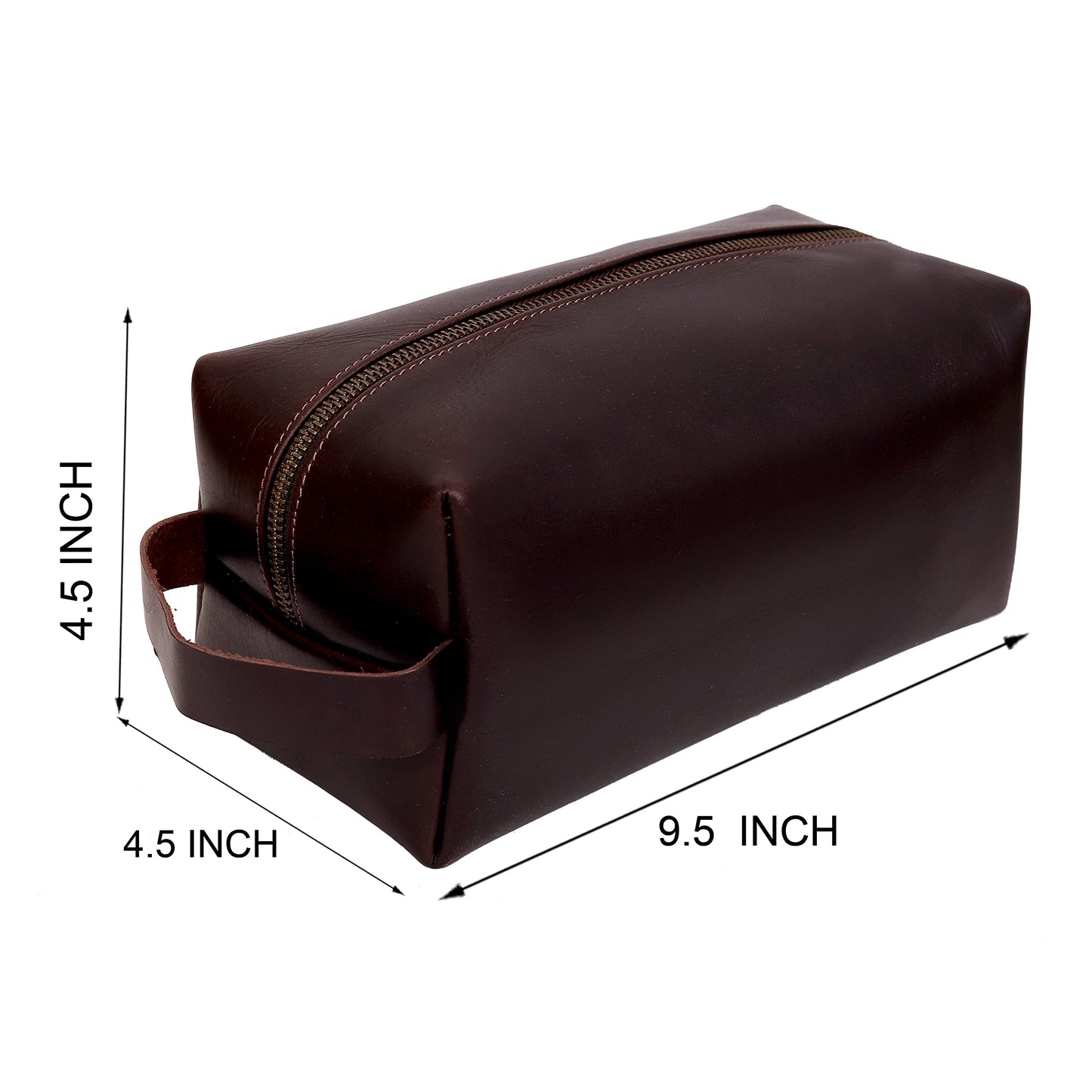 cuero Leather Buffalo DoppKit Toiletry Travel Unisex Toiletry Cosmetic Pouch Shaving Kit Men Women (BROWN)