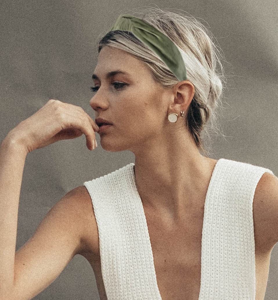 YETASI Headbands for Women Sage Green are Chic. Velvet Knotted Headband for Women are Trendy. Top Knot Headbands are Head band Made of Non Slip Material