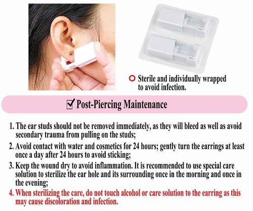 VitaCool Ear Piercing Kit Disposable Ear Cartilage Piercing Gun Kit with Sterile CZ Studs Easy and Safe Earring Self for Yourself Use at Home - Style C