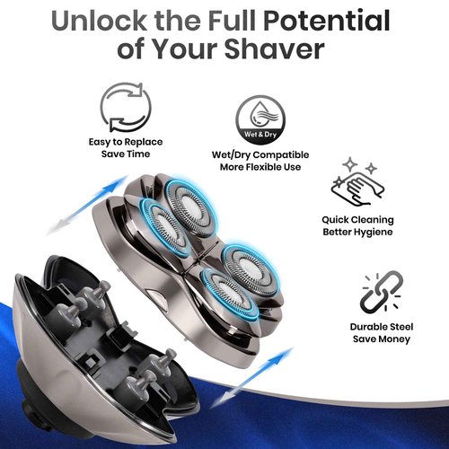 2 Pack Pro 4 Shaver Replacement Heads for Sk*l Pitbulls Gold PRO, Silver PRO, Platinum PRO, Floating 4 Heads for a Fast, Close and Smooth Shave