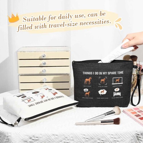 SOIDRAM 2PCS Western Makeup Bag Cow Makeup Bag Cosmetic Bag Travel Toiletry Bag