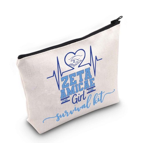 WZMPA 1948 Dove Sorority Paraphernalia Cosmetic Makeup Bag Sorority Sisters Gift Zeta Amicae Girl Survival Kit Makeup Zipper Pouch Bag For Women Girls (Zeta Amicae Girl)