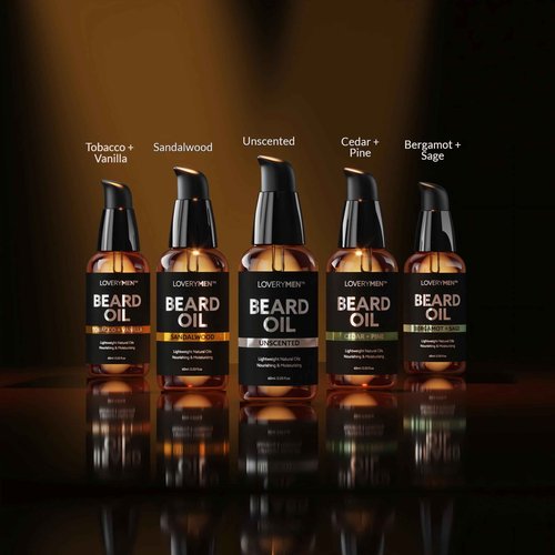 Deluxe Beard Oil for Men - Sandalwood, Tobacco Vanilla, Bergamot Sage, Cedar Pine, Unscented Fragrances, Natural Mens Beard Oil Kit With Argan & Jojoba Oil, Beard Softener Grooming Mens Beard Care