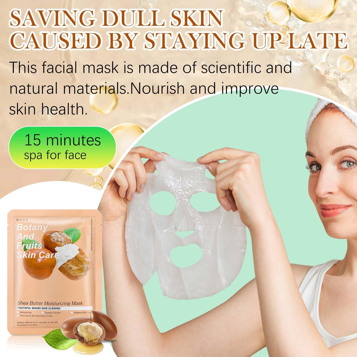 Dimsile 24 Pcs Combo Essence Face Masks Skincare Hydraiting Facial Mask Moisturizing Self Care Sheet Mask for Women Girls Home Spa Skin Care (Shea Butter)