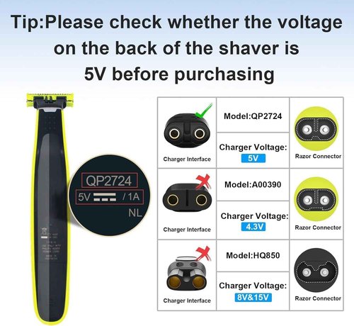 IBERLS 2-Pack 5V Cord Charger Compatible with Phillips Norelco One Blade 360 QP2724, QP2834, MG5910, MG7910, 2400, 3600, MG9510, X5006, PQ888, 5V Charging Shaver Cable