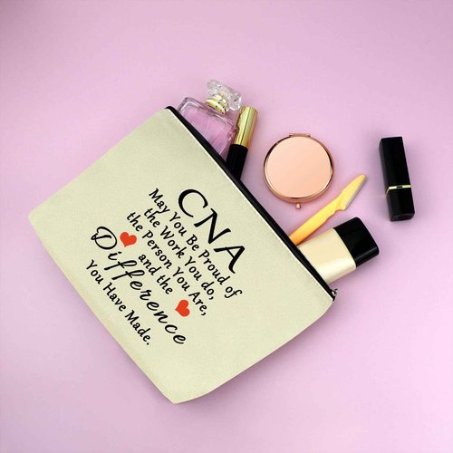 3PCS CNA Gift Certified Nursing Assistant Gifts Makeup Bag Gifts for CNA Medical Nurse Appreciation Gift for Women CNA Week Gifts Thank You Gift Retirement Birthday Gift Cosmetic Bag Zipper Pouch