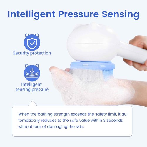 Oh,XIYU. Electric Back Scrubber for Shower Body Brush, Waterproof Shower Body Scrubber for Cleansing, Massaging, Rechargeable Bath Brush for Kids & Adults with 2 Heads & 3 Speed Modes, Milk White XY0