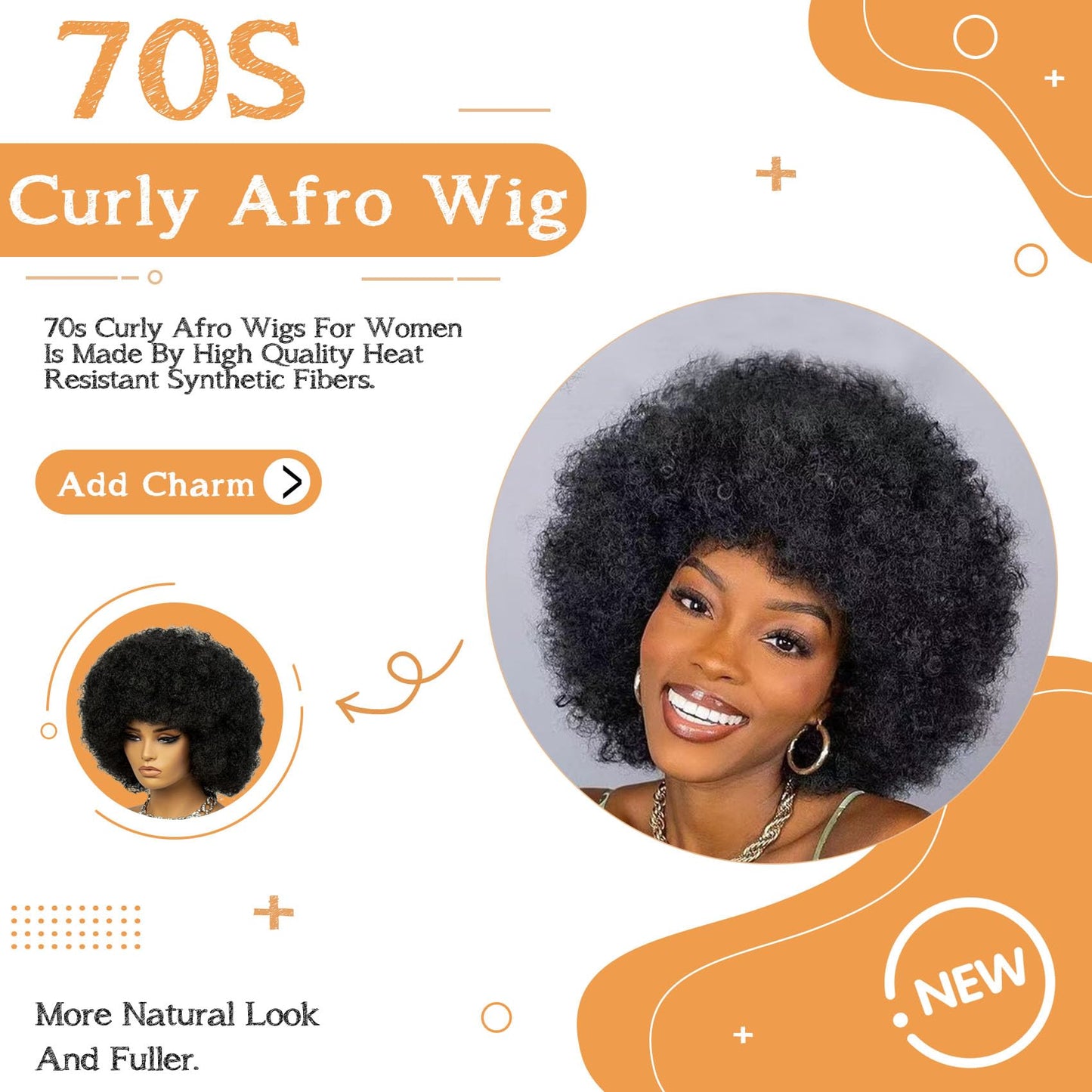 Afro Wig 70S Curly Afro Wigs For Black Women Short Afro Kinky Curly Wig With Bangs For Women Disco Wig Puffy Bouncy Synthetic Wigs For Daily Party Halloween Costume Use (Blonde)