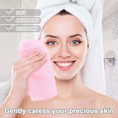 VOOVA & MOVAS Towels for Face, 13"x13" - 100% Cotton | Lightweight | Thick | Quick Dry | Soft | Absorbent, Luxury Hand Towels Set of 6, Fluffy Facial Towels for Bathroom, Towel Gift Set, Baby Pink