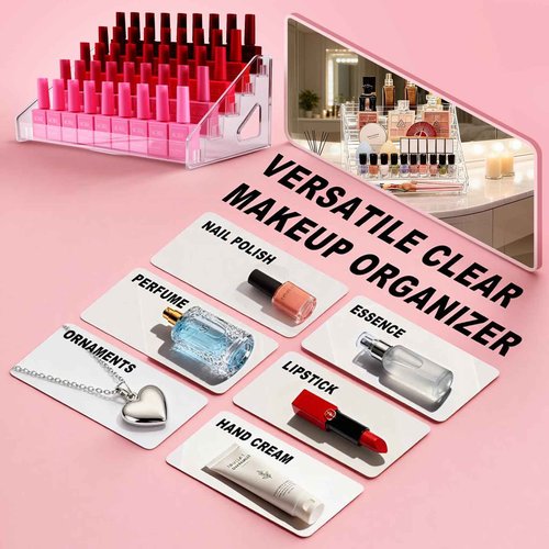 ShunChengFa 5-Tier Makeup Organizer with Adjustable Drawers, Acrylic Nail Polish & Cosmetic Storage for Bathroom Vanity - Easy to Clean, Space-Saving Design (5 layers)