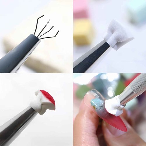 100Pcs Soft Nail Sponges for Ombre, Nail Art Tools, Nail Art Sponges with Grabbing Pen,Stir Spoon, Ombre Nail Brushes, Manicure Professional Accessories Supplies