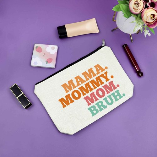 Sazuwu Mom Birthday Gifts from Son and Daughter Makeup Bag Mama Gifts for New Mom Mommy to Be Gift Cosmetic Bag Gifts for New Mom from Grandma Mothers Day Gifts for Mom Funny Mama Mommy Mom Bruh