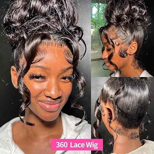 360 Transparent Lace Body Wave Wig Remy Human Hair Updo Pre Plucked Glueless Frontal Wigs Hair Extrenstion with Baby Hair (20inch, 360 Natural color)