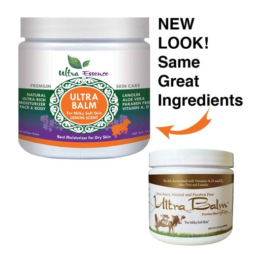 Ultra Balm Daily Moisturizer 16 oz For Dry Itchy Skin, Psoriasis and Eczema, Contains Lanolin, Vitamins A, D & E, Aloe Vera, To Moisturize Face, Body, Dry Hands & Cracked Heels (Lemon)