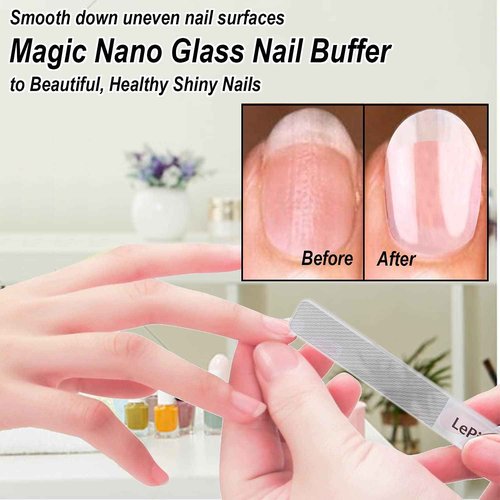 LePinko Salon-Quality Cuticle Trimmer with Cuticle Pusher and Nail File and Buffer Bundle Set