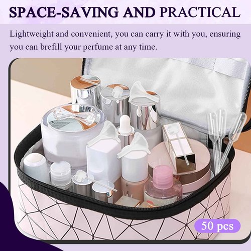 ChaserRoad 50pcs Perfume Refill Tool Kit - Includes Tiny Funnels, Dropper, Dispenser Pump - Fits Essential Oils & Liquid Cosmetics, Easy Transfer