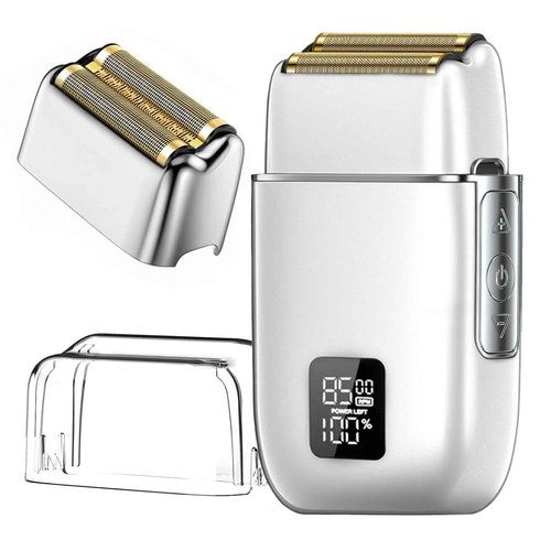 Electric Foil Shavers for Men, 3 Speed Electric Razor for Men, High Speed Dual Floating Blades, IPX7 Waterproof Wet & Dry, LED Display, USB Type C Charging, Foil Razor for Face/Beard/Head (Silver)