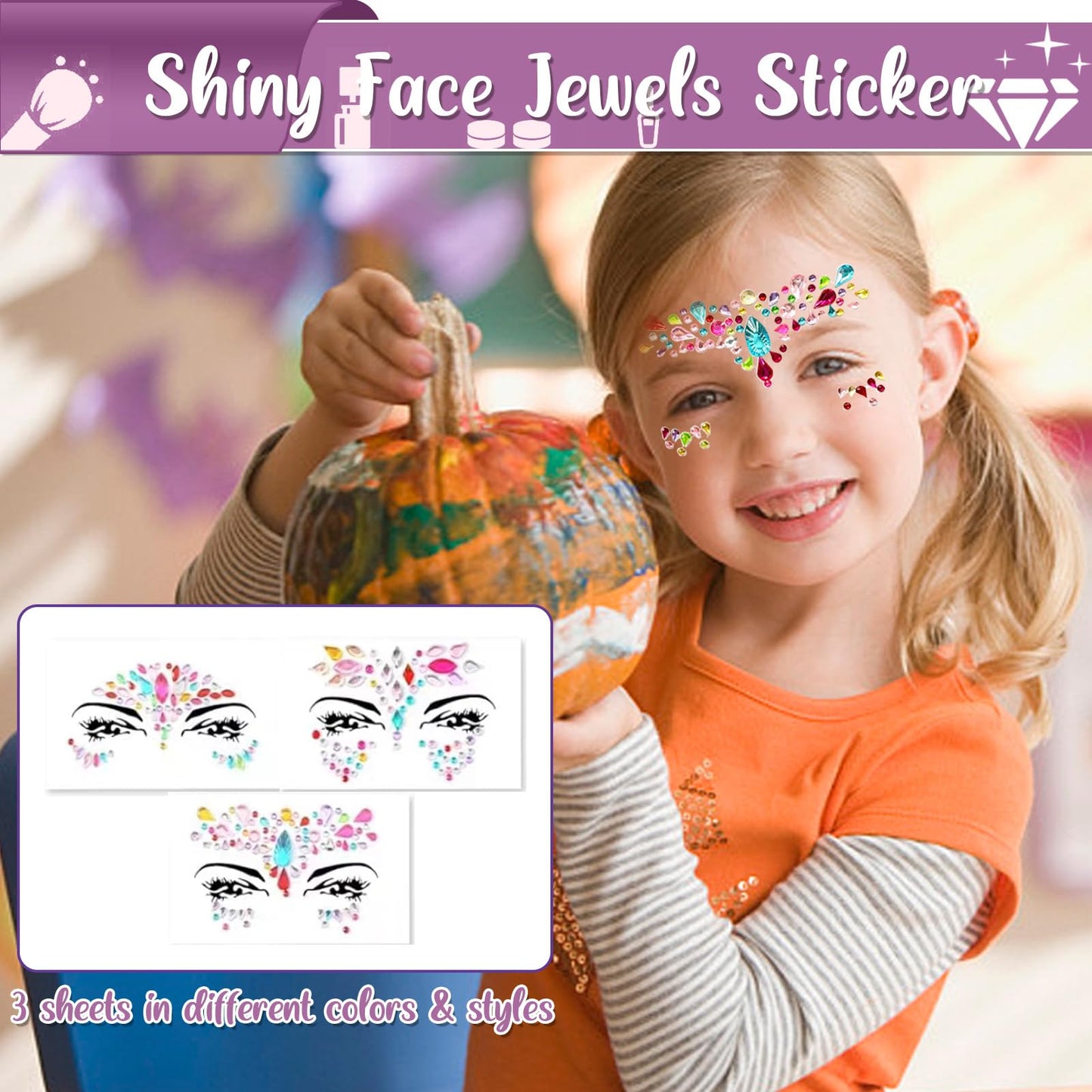 TEUVO Kids Glitter Tattoo Kit with 24 Colors, 232 Stencils, 3 Face Jewel Stickers, 5 Brushes, 3 Glue, 100+ Colorful & 100+ Glow-in-the-dark Temporary Tattoos Stickers for Halloween Birthday Festival