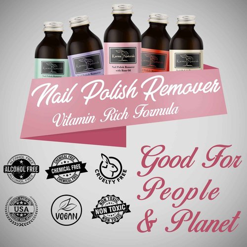 Karma Organic Nail Polish Remover Bundle Natural Rose Oil & Orange Blossom Scented (4FL-Oz Each)