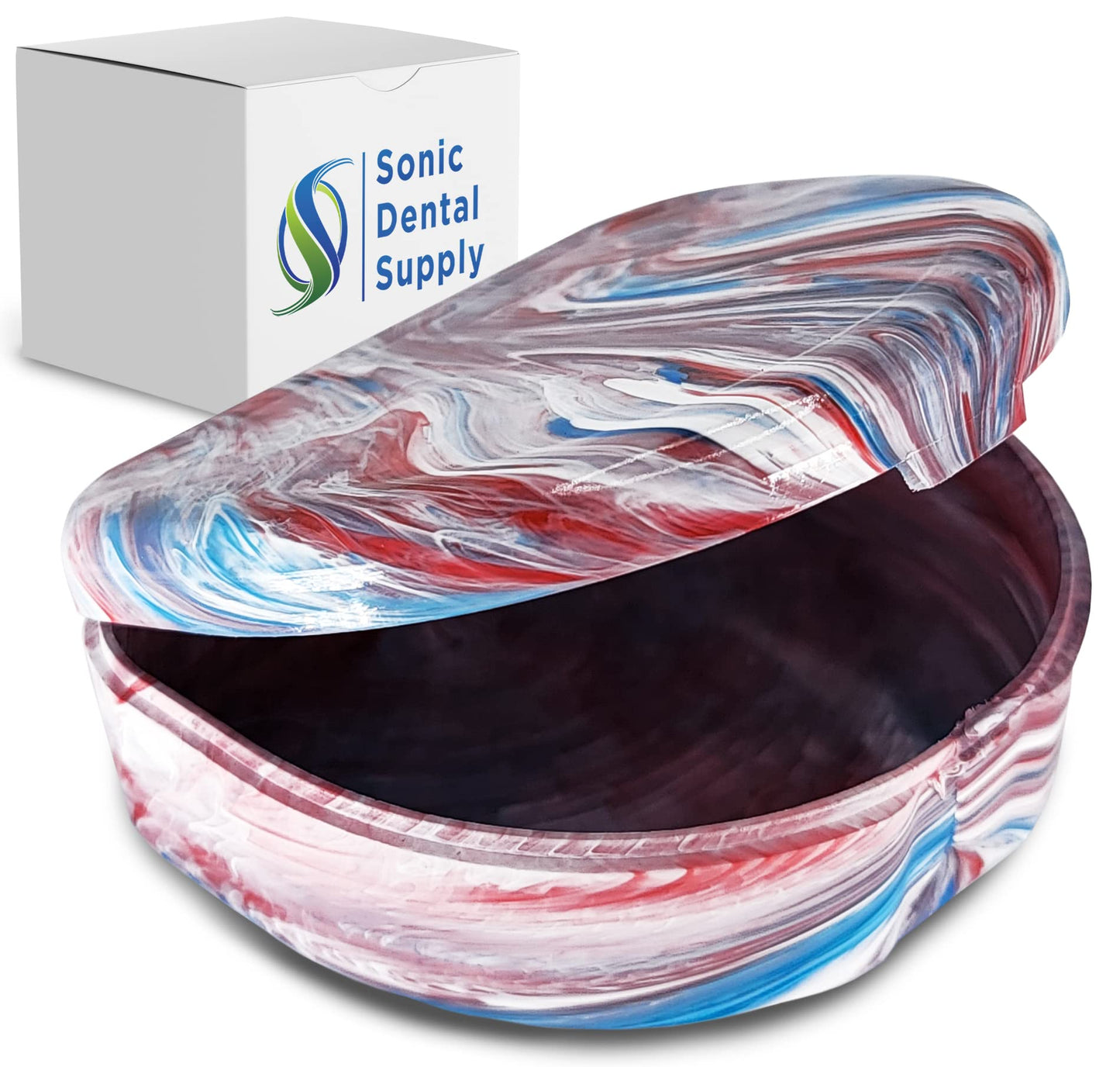 Sonic Dental - Color Splash Orthodontic Case - Retainer - Mouth Guard - Partial - Aligner (Red White Blue)