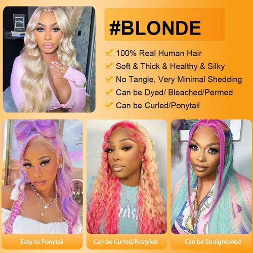 QTHAIR 16A Russian Blonde #613 Transparent Lace Frontal Closure 16inch 100% Human Hair for All Women 613 Blonde Brazilian Virgin Human Hair Body Wave Frontal Swiss Lace Closure