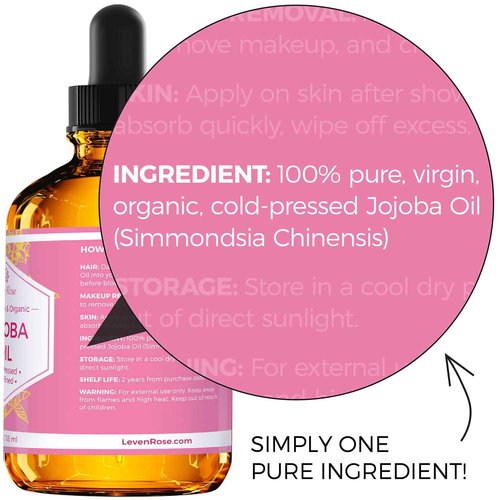 Jojoba Oil + Rose Water for Face Facial Toner Bundle by Leven Rose - Jojoba Moisturizer for Skin Hair Body and Nails 4 oz & Pure Moroccan Rosewater 4 oz