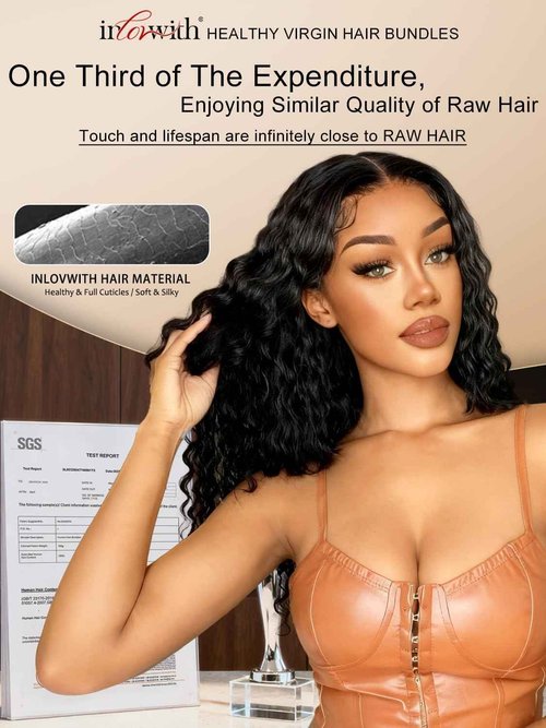 inlovwith Deep Wave Bundles Human Hair, Selected Healthy Curly Human Hair Bundles 100% Unprocessed Brazilian Virgin Hair Wet and Wavy (Single Bundle, 18 Inches)