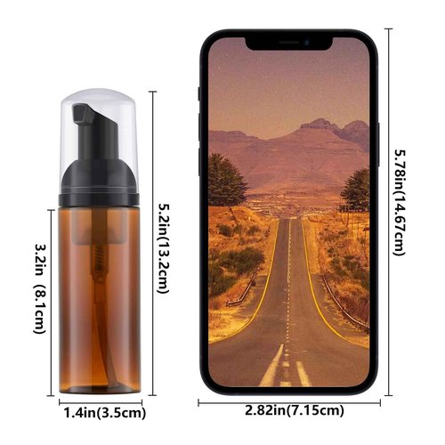 IRON BILL 2 Oz Empty Foam Pump Bottle (12PCS) Travel Foaming Soap Dispenser for Hand Soap, Lash Shampoo Cleanser (Amber)