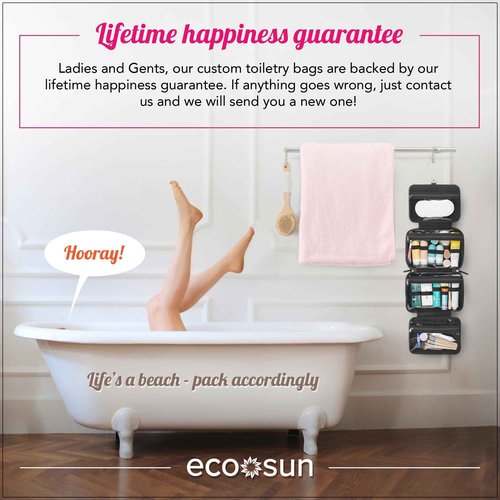 Eco Sun Hanging Travel Toiletry Bag — Designed in Hawaii — Water-resistant Travel Organizer for Bathroom Accessories