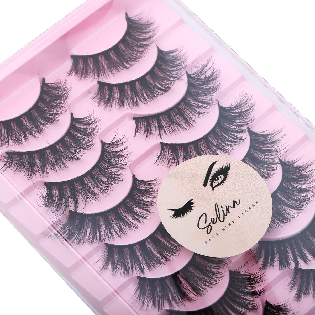 Selina Lashes Faux Mink Fluffy Wispy False Eyelashes 25mm 3D Dramatic Faux Mink Eyelashes D Curl Long Fake Lashes