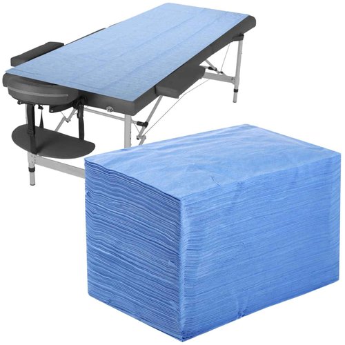 100 PCS Disposable Bed Sheets for Massage Table, 31" x 71" in Non-Woven Massage Table Cover, Disposable Bed Sheets for Spa Beds, Estheticians, Hotels, and Beauty Salons（Blue）