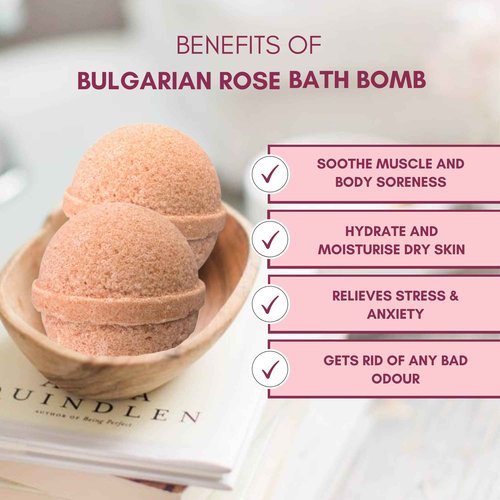 Saavy Naturals Bath Bombs, Indulgent Bulgarian Rose Scent, Gentle Moisturizig Formula, Foaming Fizz Bubbles, Gift for Women and Kids, 6 Oz Each, 2 Pack