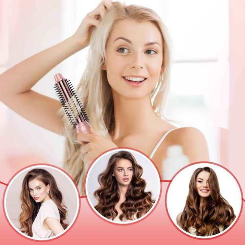 Thermal Brush, Heated Round Brush & Curling Iron with Ceramic Ionic Technology, Hair Tools for Volumizing & Styling, Travel-Friendly Hot Comb with Adjustable Temperature（Gold 1 inch）