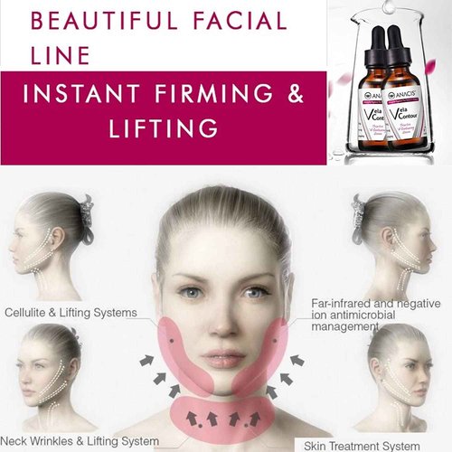 Neck Firming Tightening Lifting V line Serum and Dual Face Mask Reduce Appearance of Double Chin Loose and Sagging Skin