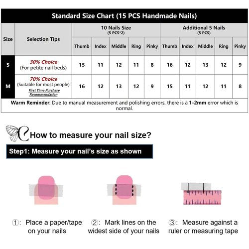 Handmade Press On Nails Short Almond Reusable Press On Nails Women Gifts French Rainbow Nails COOLYOUNG Handmade Nails, 15 PCS, Size M