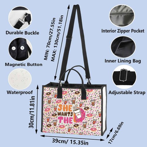WZMPA Donuts and Coffee Cosmetic Makeup Bag Donuts Lover Gift She Wants The Donuts Makeup Zipper Pouch Bag For Friend Family (She Wants The BG)