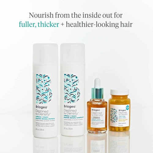 Briogeo Destined For Density Caffeine + Biotin Peptide Density Conditioner, Increases Hair Thickness and Volume for Fine or Thinning Hair, Vegan, Cruelty-Free, 8 fl oz