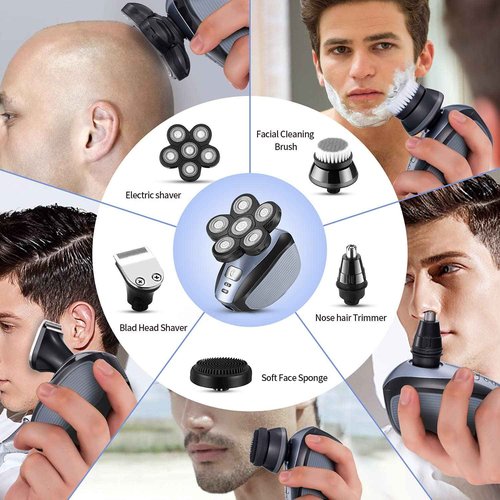 Head Shavers for Men - Upgraded Multifunctional Bald Head Shaver, Waterproof Electric Razor for Men Cordless Rechargeable Shaving Grooming Kit (Blue)