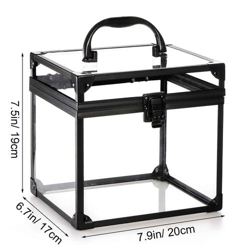 Okllen Crown Box, Clear Cosmetic Case, Acrylic Artists Display Case, Toiletry Train Case with Latches & Handle