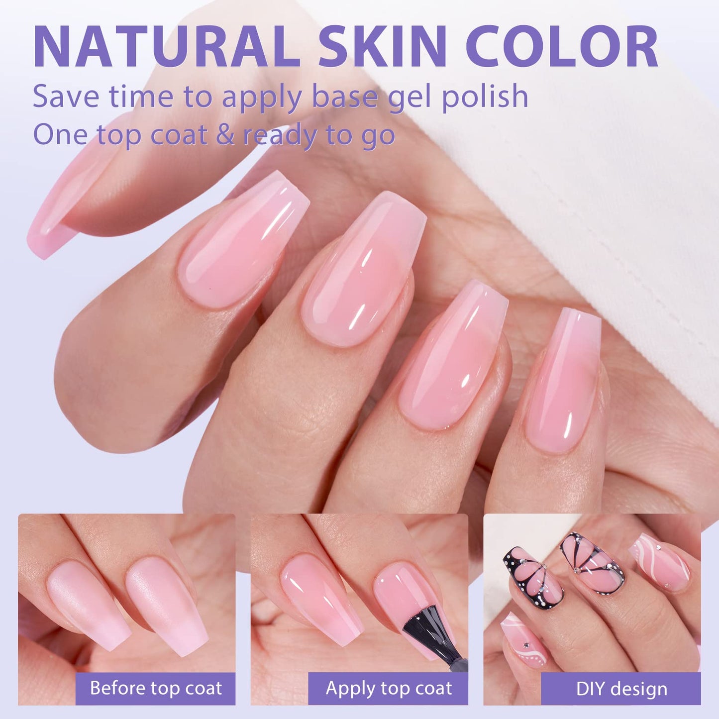 BTArtbox XCOATTIPS Natural Nail Tips -Short Coffin Press On Nails Pink, Long Lasting Soft Gel Nails False Nail, Soak Off Acrylic Fake Nails Extensions for Nail Art DIY Spring Day Gifts