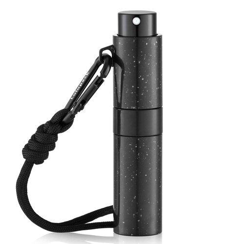 Lulupack Travel Perfume Bottle Refillable - Keychain Cologne Spray Atomizer Mini - Small Travel Size Sprayer Empty Refill Sample Container - Portable Fragrance Decant Dispenser for Men 8ml Black