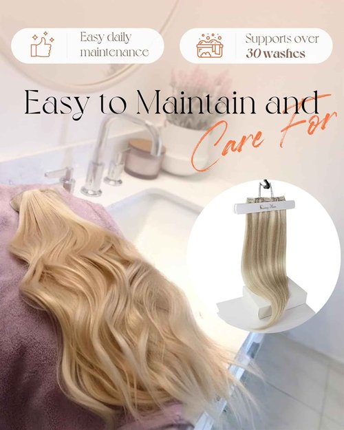 Sunny Hair Clip in Hair Extensions Straight Human Hair Clip in Extensions Remy Clip in Hair Extensions Real Human Hair Extensions Clip ins Golden Blonde Highlights Light Blonde 12inch