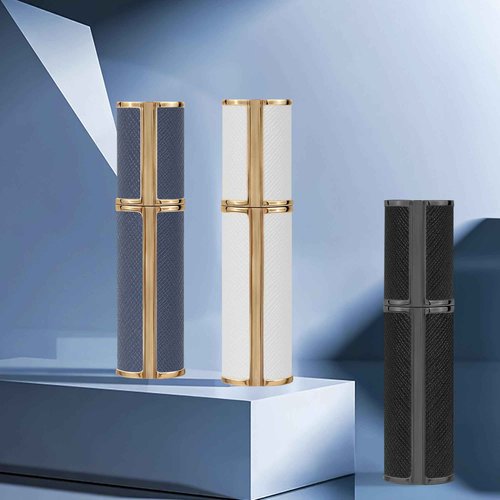 muilsae 5ml Perfume Spray Bottle, AG00DB Leather Refillable Dispenser Bottom Fill Fragrance Scent Container, Portable and Leak-proof Suitable for Traveling & Outgoing (Deep Blue 5ml)