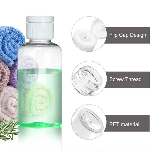 100Pack 1.7oz/50ml Plastic Empty Squeeze Bottles with Flip Cap Hand Sanitizer Bottle small travel Size bottles Refillable Container for Shampoo Lotion Cream Body Soap Baby Shower Wedding Party Favors