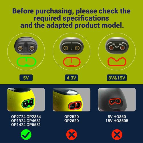 5V One Blade Charger Compatible with Philips Norelco Shaver 2400 2600 X3001/90 OneBlade QP2724 QP2834 MG5910 MG7910 MG9510 X5006 Electric Beard Shaver Power Adapter USB Charging Cable