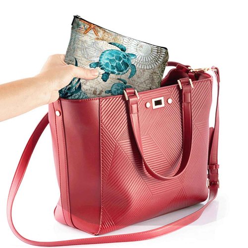 Braytow Sea Ocean Turtle Makeup Bag Travel Portable Cosmetic Pouch Waterproof Toiletry Organizer Storage Bag Zipper Pouch For Women Girls