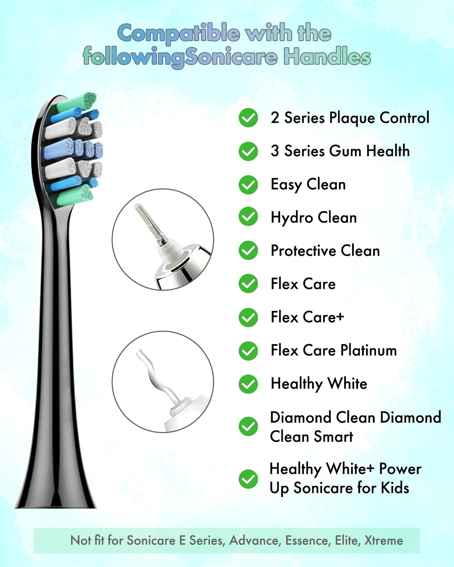 Replacement Toothbrush Heads Compatible with Phillips Philips Sonicare：10 Pack Soft Replacement Electric Brush Head Compatible with Phillips Sonicare Plaque Control Snap-on