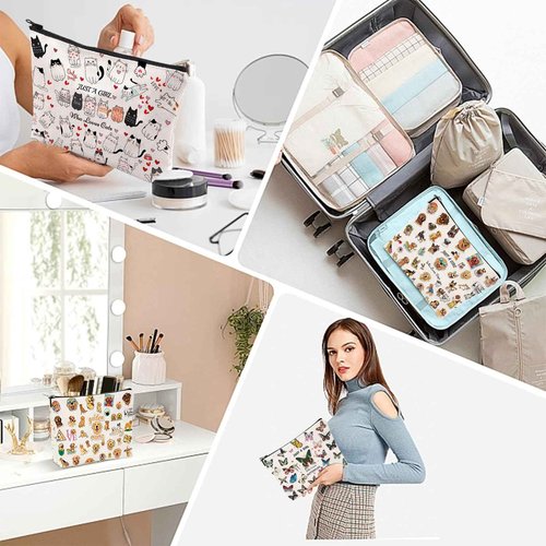 Durfk Cat Makeup Bags, Cat Lover Gifts for Girls Women, Cute Cosmetic Bag Birthday Christmas Gifts for Her, Sister, Daughter, Women